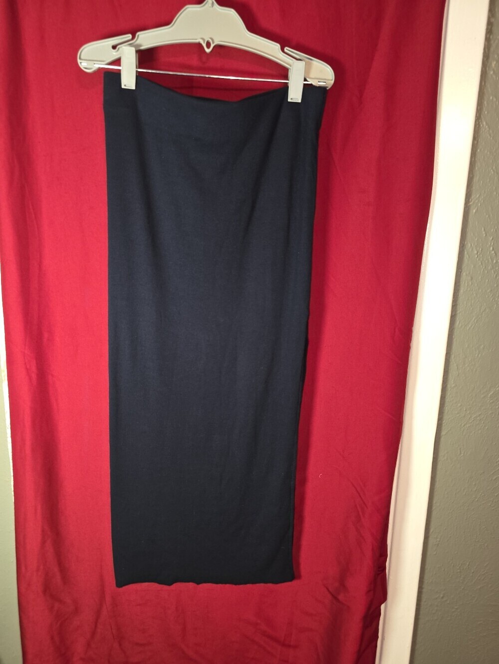 Cotton Citizen Verona Ribbed Maxi Skirt with Slit Navy Blue Size L